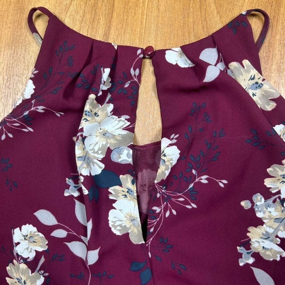Lush Women Maroon Floral Mini Dress Sleeveless Size S - Picture 4 of 8